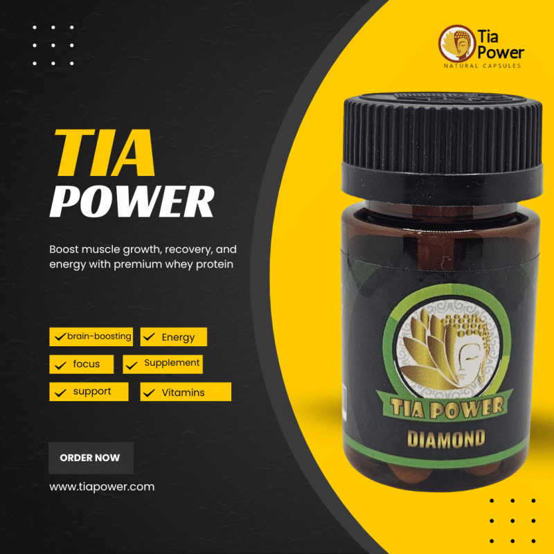 Tia Power 15 Capsules in Gold, Silver, and Diamond variants displayed on a clean background, representing natural energy, focus, and wellness.